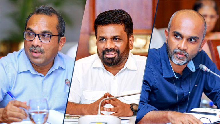 Bimal Rathnayake, Anura Kumara Dissanayake and Prasanna Gunasena