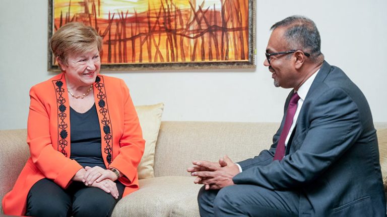 IMF Managing Director Kristalina Georgieva with Deputy Minister of Finance and Planning Dr. Anil Jayantha Fernando