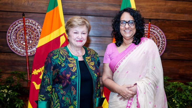 IMF Managing Director Kristalina Georgieva with Sri Lanka Prime Minister Dr. Harini Amarasuriya