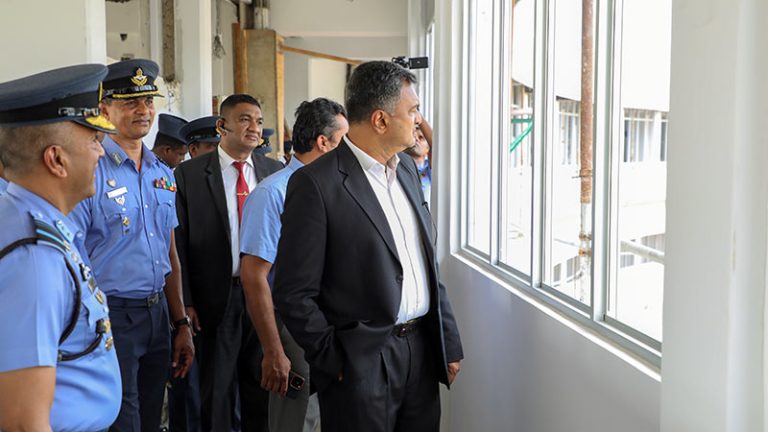 Defence Secretary Air Vice Marshal Sampath Thuyacontha (Retd) inspects renovation work at Colombo Central Bus Terminal