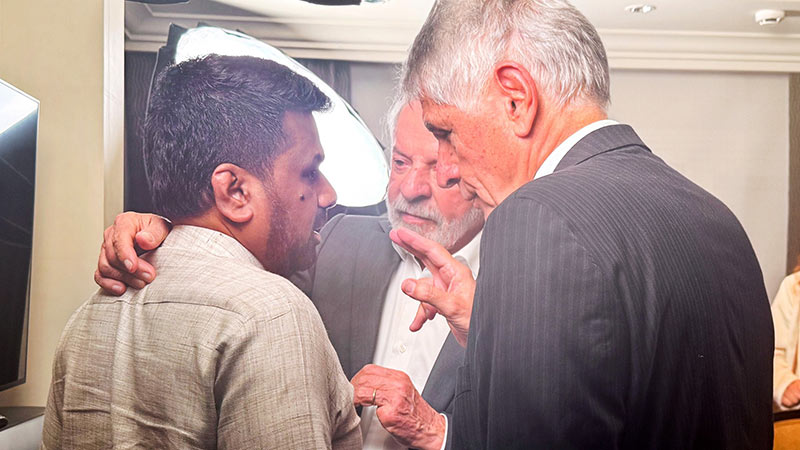 Sri Lanka President Anura Kumara Dissanayake with Brazilian President Lula da Silva at AI Impact 2026 Summit