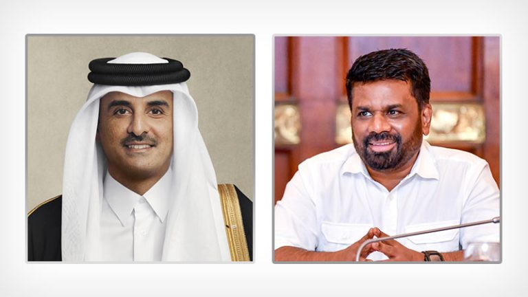 Sri Lankan President Anura Kumara Dissanayake and Qatar Amir Sheikh Tamim bin Hamad Al-Thani