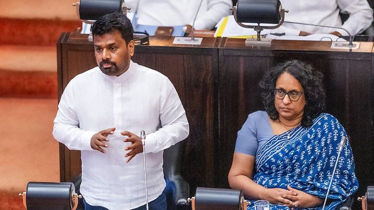 Sri Lanka President Anura Kumara Dissanayake addressing Parliament during a speech on Sri Lanka’s neutrality and energy crisis, March 20, 2026