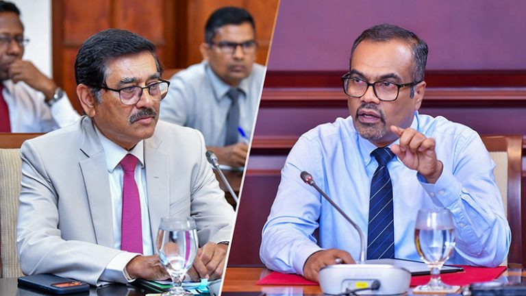 Governor of the Central Bank of Sri Lanka Dr P. Nandalal Weerasinghe and Deputy Minister of Finance and Planning and Minister of Labour Dr Anil Jayantha Fernando