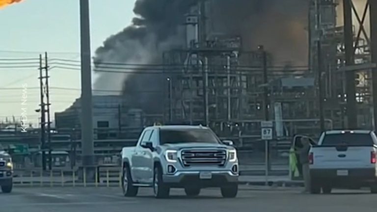 Black smoke rising from Texas refinery explosion over Port Arthur