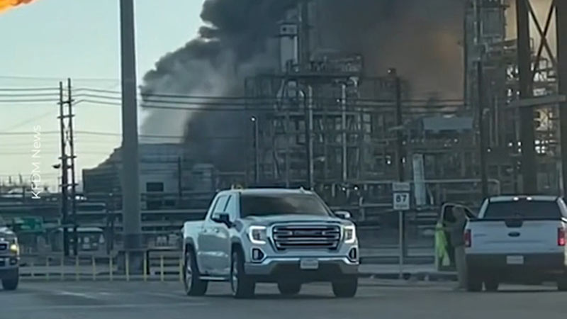 Black smoke rising from Texas refinery explosion over Port Arthur