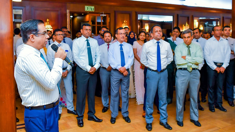Dr. Nandika Sanath Kumanayake addresses staff members at the Presidential Secretariat in Colombo during the Sinhala and Tamil New Year celebration on April 16, 2026