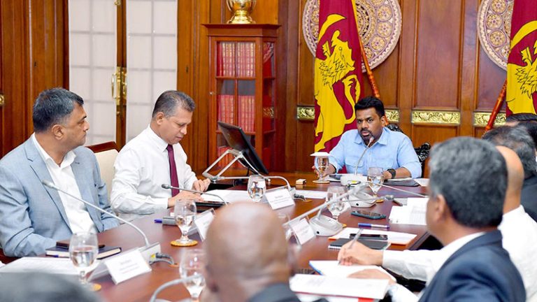 Sri Lankan President Anura Kumara Dissanayake chairs a meeting at the Presidential Secretariat on plans to establish a new authority to protect and restore the Central Highlands