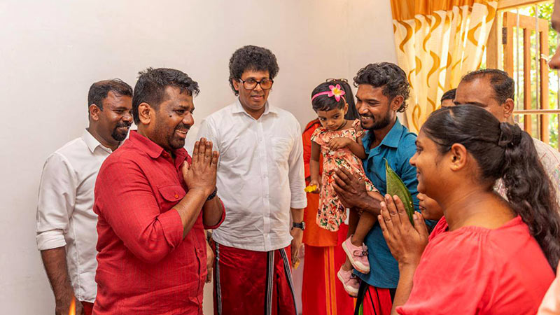 Sri Lankan President Anura Kumara Dissanayake attends a Sinhala and Tamil New Year housewarming in Galnewa