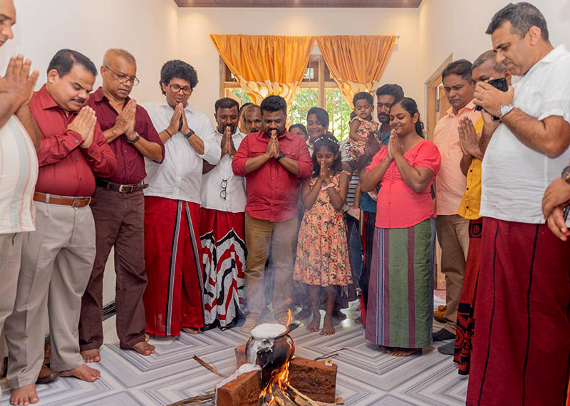 Sri Lankan President Anura Kumara Dissanayake attends a Sinhala and Tamil New Year housewarming in Galnewa