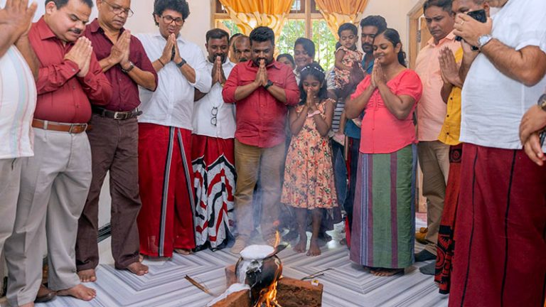 Sri Lankan President Anura Kumara Dissanayake attends a Sinhala and Tamil New Year housewarming in Galnewa