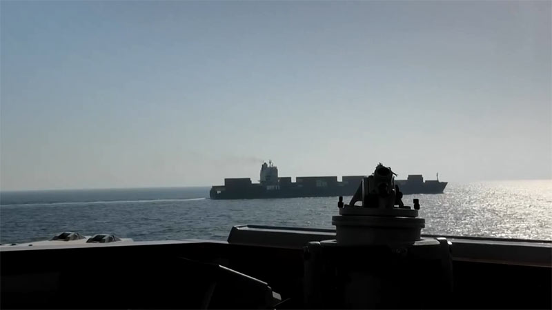 US military opens fire on the Iranian-flagged cargo ship Touska before seizing it near the Strait of Hormuz on April 20, 2026