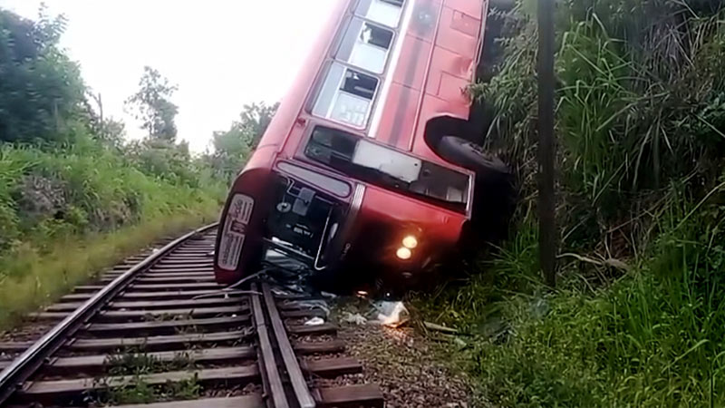 Sri Lanka Transport Board (SLTB) bus after plunging into a 20-foot precipice near Diyatalawa Railway Station on June 27, 2026