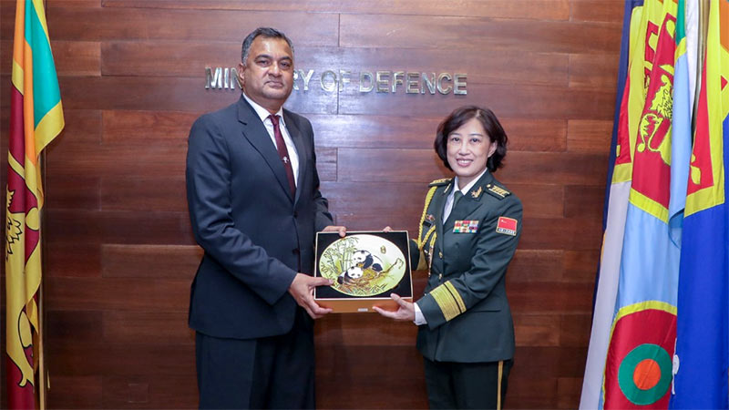 Senior Colonel FU Xiao, China's newly appointed Defence Attaché in Sri Lanka, meets Defence Secretary Air Vice Marshal Sampath Thuyacontha (Retd) at the Ministry of Defence on June 4, 2026