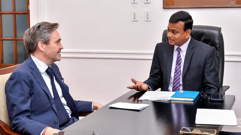 President's Chief of Staff Prabath Chandrakeerthi meets UN Resident Coordinator Marc-André Franche at the Presidential Secretariat in Colombo on June 4, 2026
