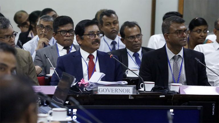 Central Bank Governor Dr. Nandalal Weerasinghe with Finance Ministry Secretary Dr. Harshana Suriyapperuma