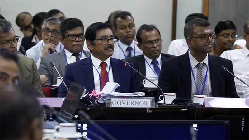 Central Bank Governor Dr. Nandalal Weerasinghe with Finance Ministry Secretary Dr. Harshana Suriyapperuma
