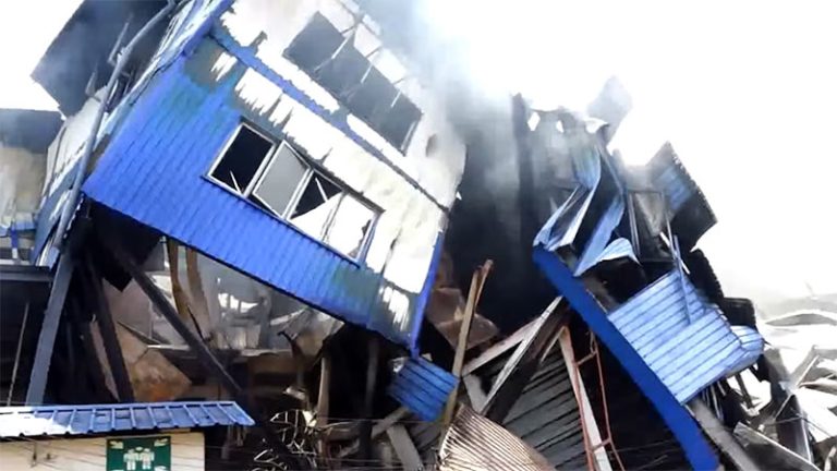 Fire at Homagama helmet factory