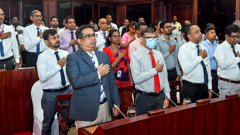 Secretary to the President Dr Nandika Sanath Kumanayake and government officials attend the National Integrity Week programme at the Presidential Secretariat in Colombo
