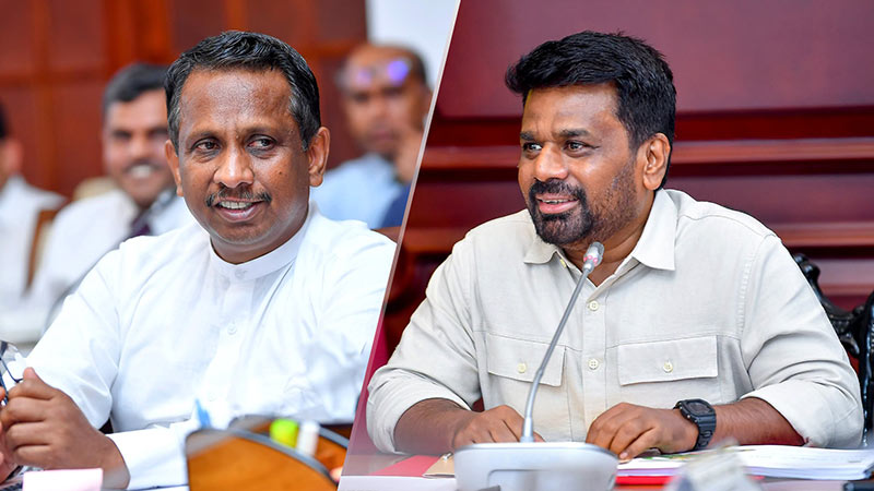 President Anura Kumara Dissanayake and Minister Samantha Vidyarathna during the plantation sector budget review meeting