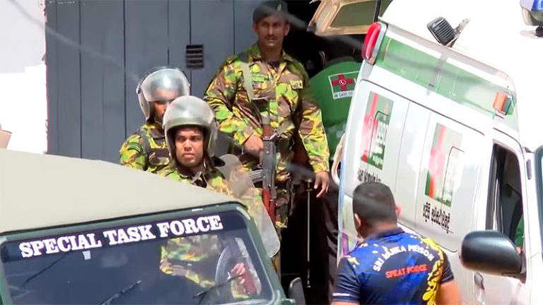 STF personnel deployed at Negombo Prison gate during renewed unrest