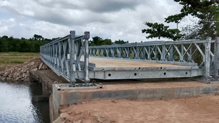 Completed 100-foot Bailey Bridge at Kaballawa in Kurunegala, Sri Lanka