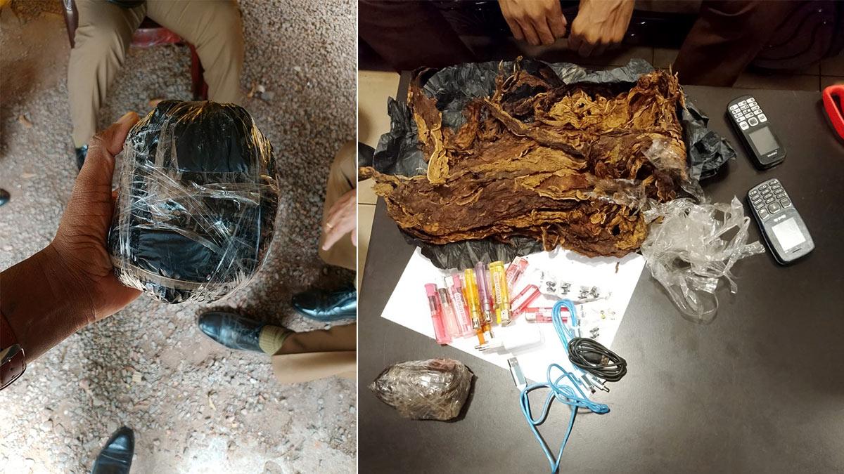 Sri Lanka Police display ICE, hashish, mobile phones and other seized items after arrests near Magazine Prison