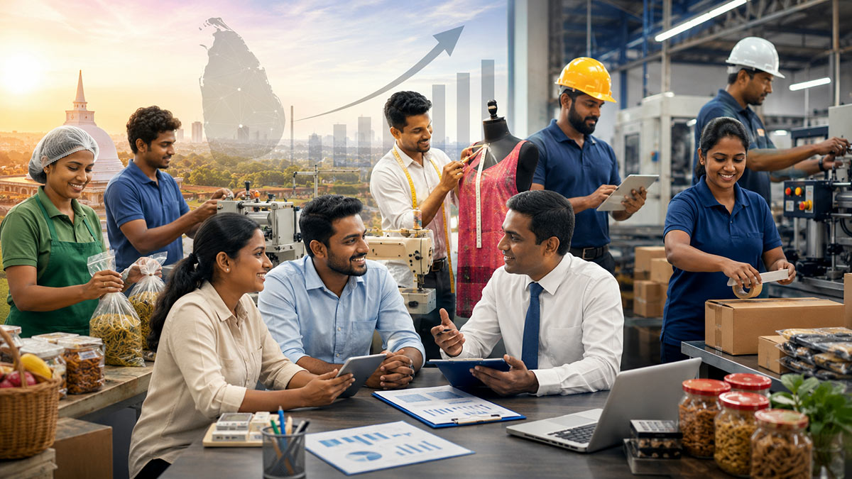 Sri Lankan small and medium entrepreneurs receiving business development and productivity support