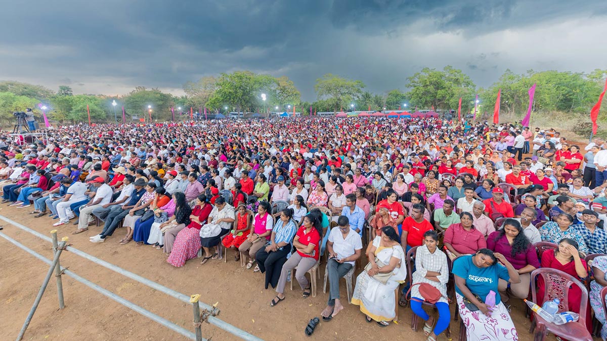 Crowd attending the political rally in Nochchiyagama addressed by Sri Lanka President Anura Kumara Dissanayake
