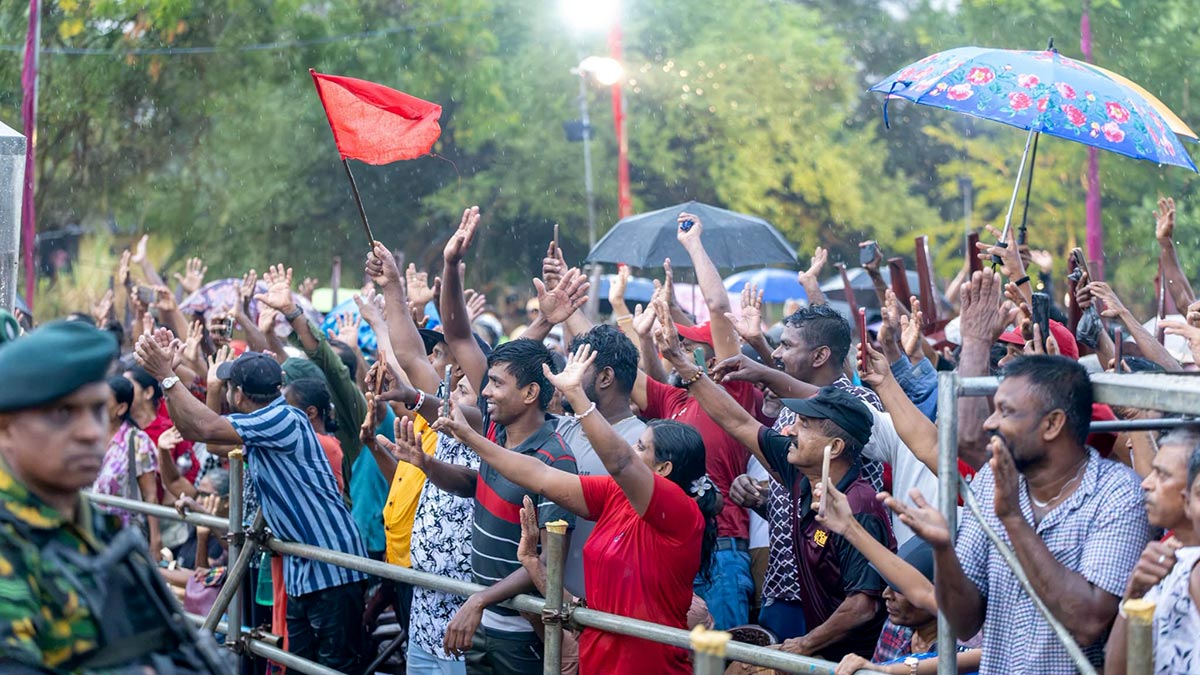 Crowd attending the political rally in Nochchiyagama addressed by Sri Lanka President Anura Kumara Dissanayake