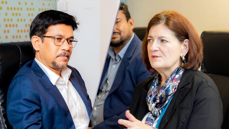 World Bank Chief Information Officer and Senior Vice President Amy Doherty and Sri Lanka's Deputy Minister of Digital Economy Eng. Eranga Weeraratne