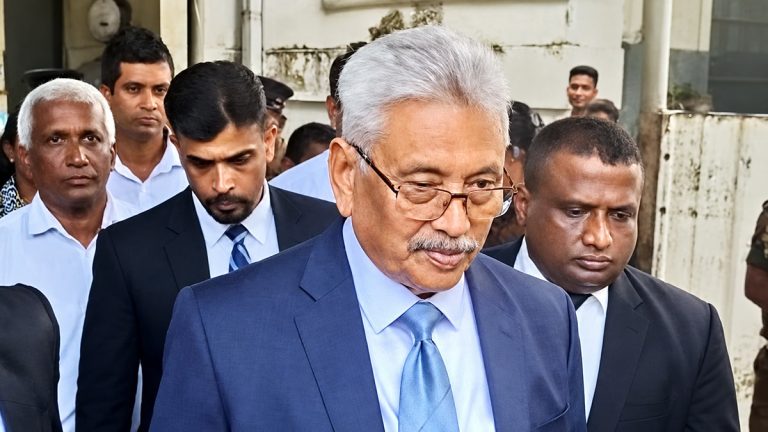 Former Sri Lanka President Gotabaya Rajapaksa leaving the Colombo Chief Magistrate’s Court premises