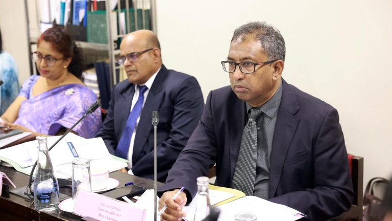 Harsha de Silva listening during the Committee on Public Finance meeting in Parliament on September 30, 2026