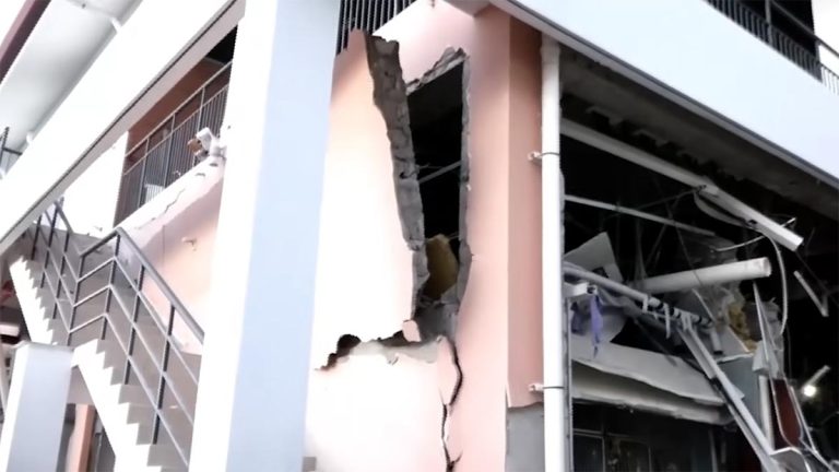 Damage to Polonnaruwa Nephrology Hospital following gas cylinder explosion