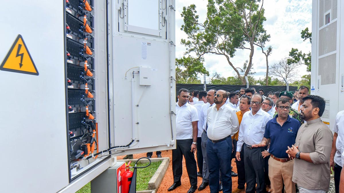 Sri Lanka President Anura Kumara Dissanayake inspecting the battery energy storage system in Anuradhapura