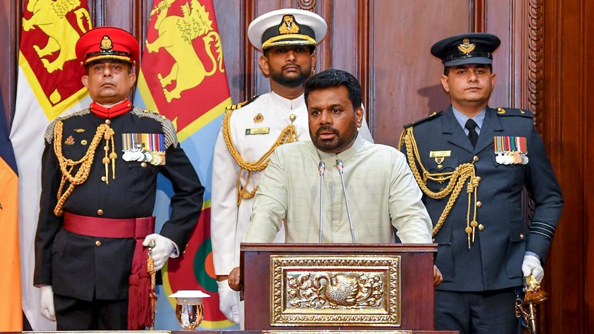 Sri Lanka President Anura Kumara Dissanayake addressing the Vishishta Seva Vibhushana medal ceremony