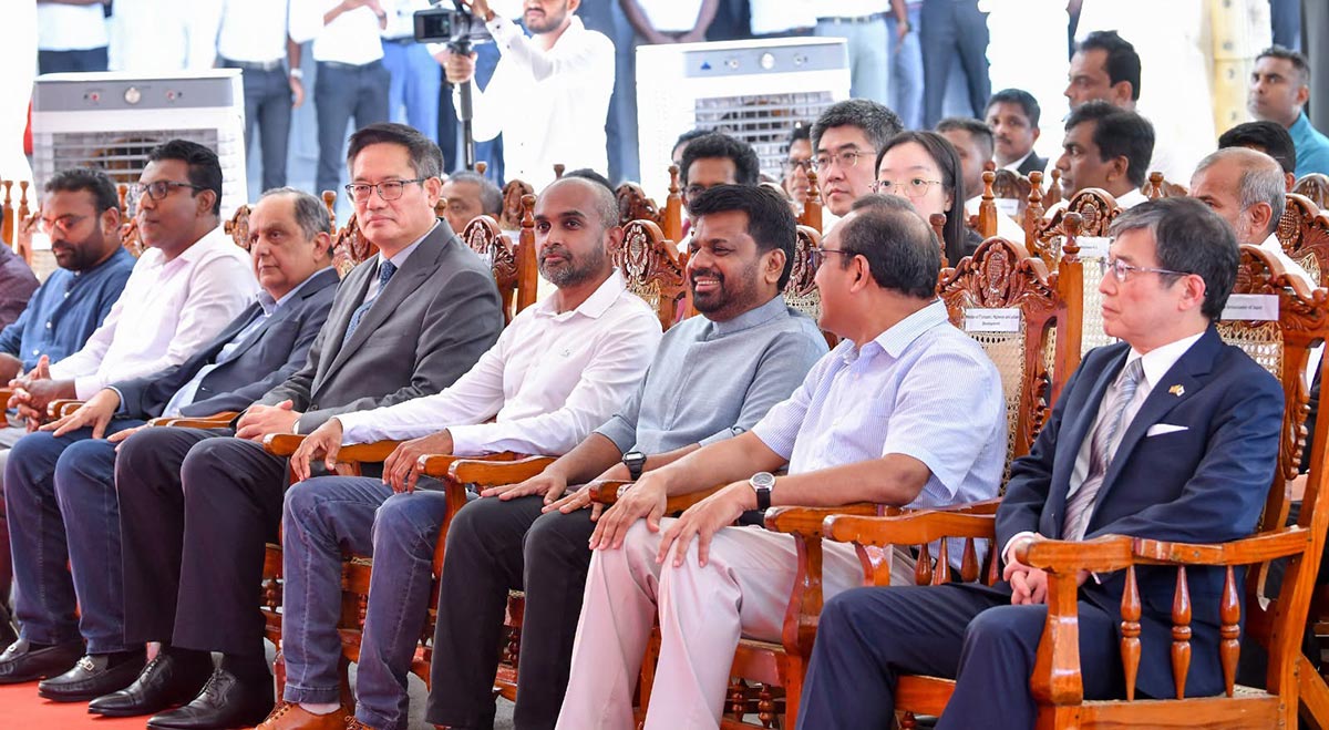 President Anura Kumara Dissanayake, ministers, ambassadors and government officials seated at the Metro Bus launch event in Sri Lanka