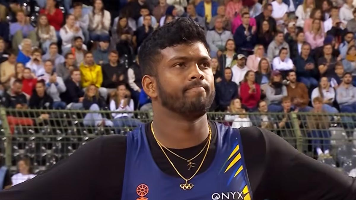 Rumesh Tharanga Pathirage after his 89.04m javelin throw at the Diamond League Final in Brussels, Belgium