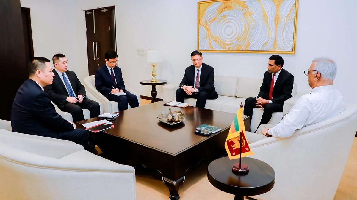 Sri Lanka Public Security Minister Ananda Wijepala and Chinese Ambassador Wei Huaxiang hold discussions in Battaramulla