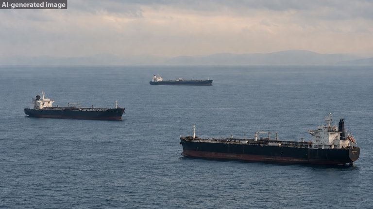 Oil tankers, vessels and ships at sea